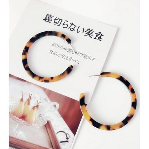 Tortoise Resin Brown Semicircle Earring Big Acetic Acid