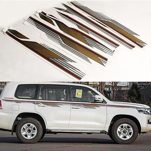 For Toyota Land Cruiser LC200 2008-2015 Car Side Stripes Side Stripe Skirts Graphics Vinyl Sticker Decals Automobiles Body DIY