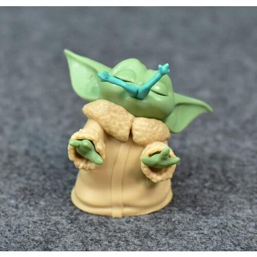 Baby Yoda Grogu Eating Frogs The Child Action Figure Toy Collection Yoda Figure Dolls Toy Kids Birthday Gifts