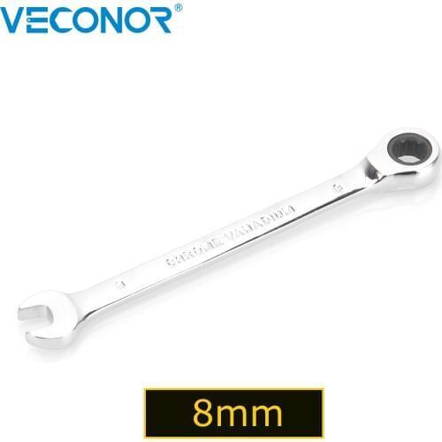 8mm Ratchet Wrench Spanner Fixed Head Mirror Polish 72T Ratcheting High Torque Multitool