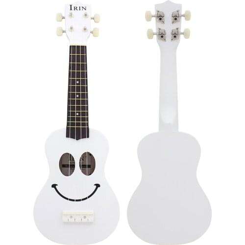 21 Inch Ukulele Sapele Soprano Ukulele White Smiley 4 Strings Hawaiian Guitar Kids Musical Instrument Gift Toys Mini Guitarra