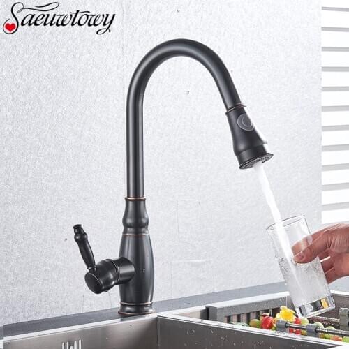 Deck Mounted Chrome Pressurized Rotatable Kitchen Faucet With 2 Outlet Modes Hot And Cold Mixing Basin Faucet Pull Out Style