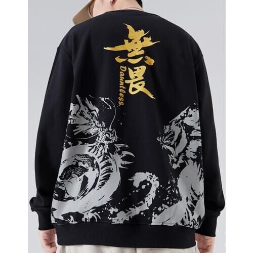 Hip Hop Chinese Streetwear Print Men Hoodies 2020 Autumn Loose Male Hooded Sweatshirts MenS Street-Style Sweatshirt Tops KK3355