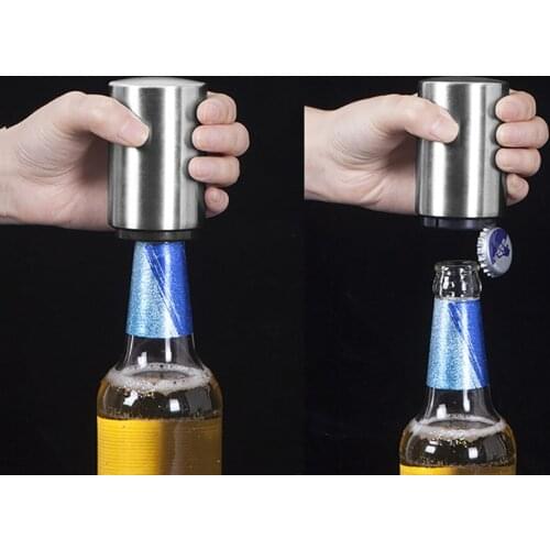 Family Restaurant Tools Cylindrical Stainless Steel Beer Bottle Opener Manual Bottle Opener Bar Must-Have Artifact