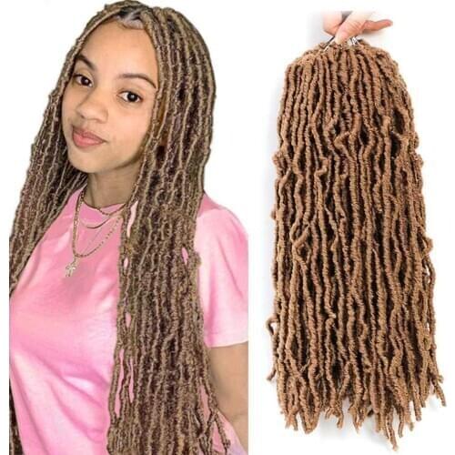 Faux Braids Ombre Curly Hair Synthetic Braiding Hair Extensions Goddess Faux locs 14-24inches Soft Dreads Dreadlocks Hair