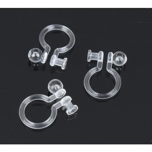 100 PCS 10.5*8mm Transparent Ear Clip For Jewelry Making ,Resin U Shape Ear Clip Earrings Accessories DIY Jewelry Findings