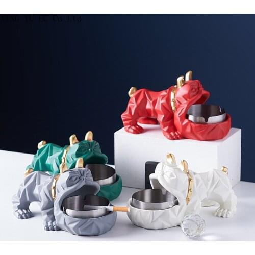 Creative Nordic Geometric Dog Ashtray Ornaments Home Living Room Light Gray Resin Crafts Modern Home Decoration Accessories