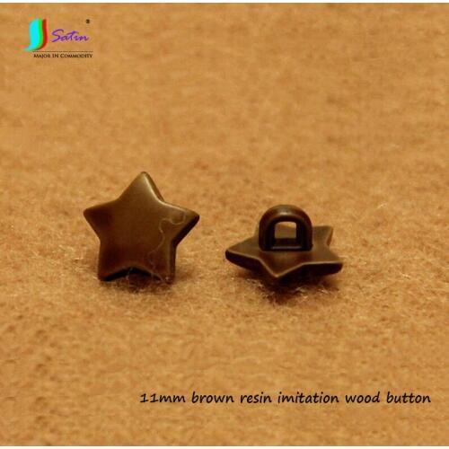 Cute Spring,Summer Knitting Clothes Skirt DIY Accessories Brown Star Style Cute Imitation Wood Resin Button 20pcs A0164L