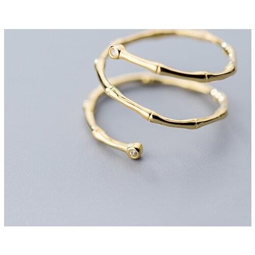 MloveAcc Real 925 Sterling Silver Minimalist Zircon Bamboo Knot Ring for Fashion Women Cute Fine Jewelry Accessories Gift
