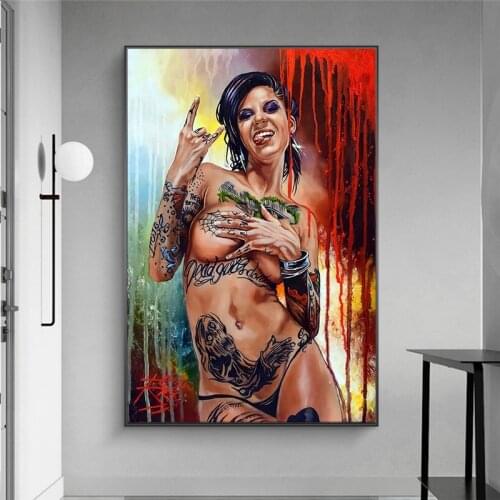 Nude Art Sexy Tattoos Girl Portrait Canvas Posters and Prints Giraffe Art Paintings on The Wall Pictures for Home Room Decor