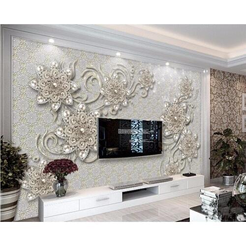 Custom wallpapers 3d new European style living room jewelry flowers TV background wall paper Papel de parede 3d murals