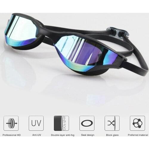 Swimming Goggles Anti-Fog Adjustable UV Plating Waterproof Silicone Glasses Adult Eyewear Professional Tools