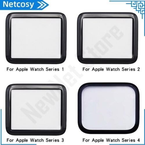 Netcosy 40mm 44mm Front Outer Glass Lens Cover Replacement Parts For Apple Watch Series 1 2 3 4 38mm 40mm 42mm 44mm LCD Glass