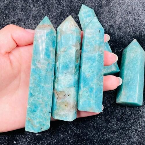 1pc Natural Crystal Point amazonite Healing Obelisk Quartz Wand Ornament for Home Decor Reiki Energy Stone
