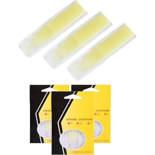 Resin Soprano Saxophone Reeds, 3-pack with Individual Plastic Case, Strength 1.5, 2, 2.5 G99D