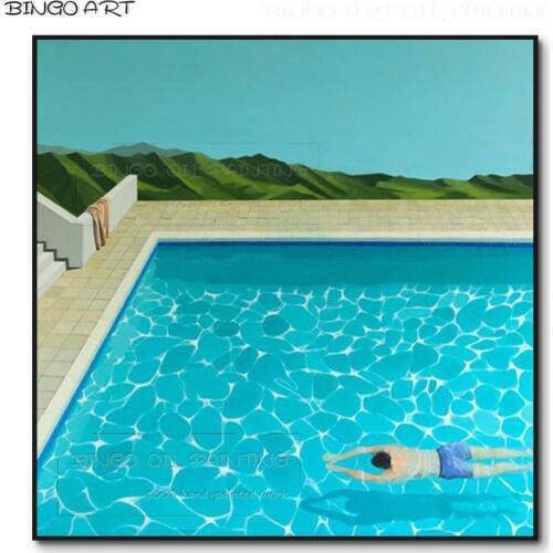Artist Hand-painted High Quality Impressionist Swimming Oil Painting on Canvas Fine Art Special Landscape Man Swimming Painting