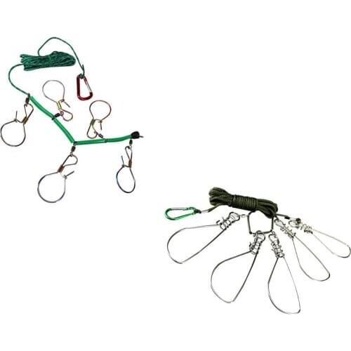 5M Fishing Rope With Lock Buckle Portable Stainless Steel Live Fish Lock Belt Fishing Stringer Tackle Accessory New Hot Sale