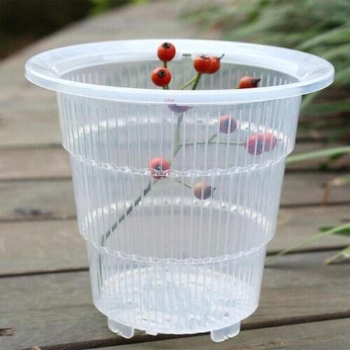 Mesh Pot Plastic Clear Orchid Flower Container Planter Gardening Decoration Home I4M5