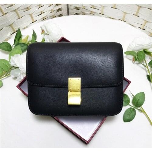 2020 New Version Tofu Baotou Layer Cowhide Leather Handbags Shoulder Diagonal Casual Fashion Small Square Stewardess Bag