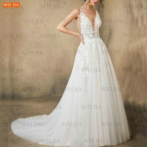 Boho Ivory Wedding Dress 2021 Backless Robe De Mariée Slim Fit Tulle A Line Bridal Gowns White Country In Stock Hochzeitskleid