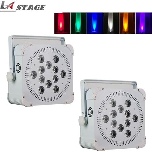 Wedding Rechargeable DMX Wireless Battery Powered 6in1 RGBWAUV 12*18w LED Flat Par Light with IR Controller