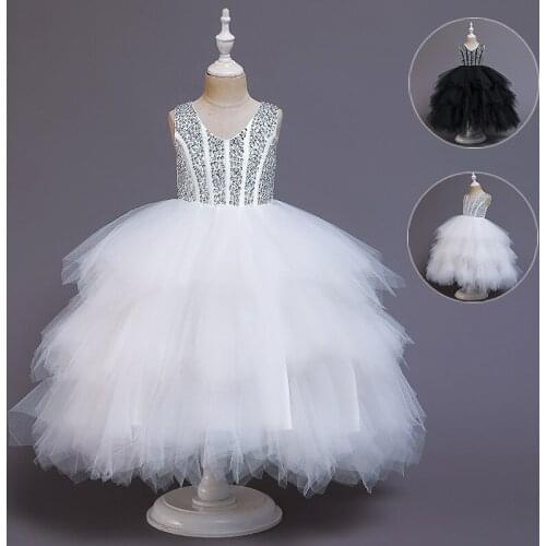 Sequins Girl Evening Dress Bridesmaid Dresses for Kid Girl Dresses for Party Wedding Long Prom White Dresses Clothing 10 12 Y