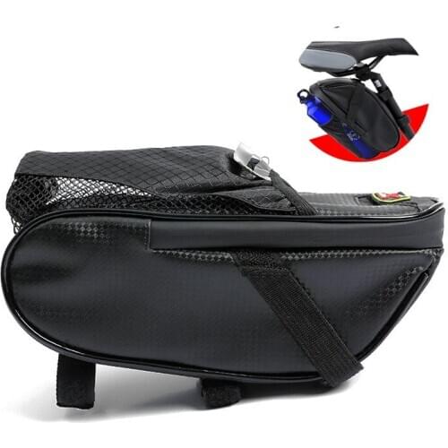 Bicycle Water Bottle Bag for Riding with Tail Light Folding Hanging Waterproof Tail Water Cup Bag 24X10X9cm for MTB Road eBike