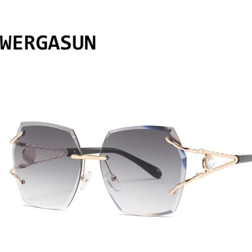 WERGASUN 2020 New Women Sunglasses Rimless UV400 Brand Designer High Quality Gradient Sun Glasses Female oculos