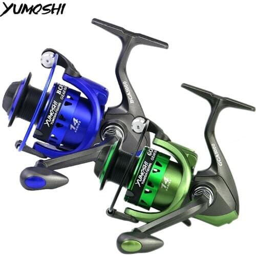 YUMOSHI Carp Fishing Reel Metal Spool Spinning Reels Saltwater 14BB 5.5:1 Coil Fishing Accessories Sea Stainless Steel Handle