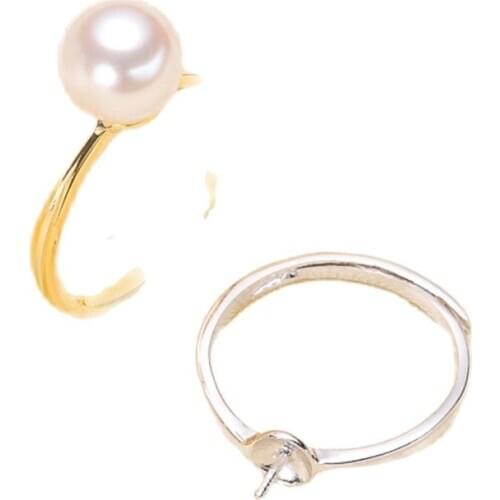 Classic Rings Resizable Design Rings Base 925 Silver Pearl Rings Settings Women DIY Pearl Rings Accessory No Pearl