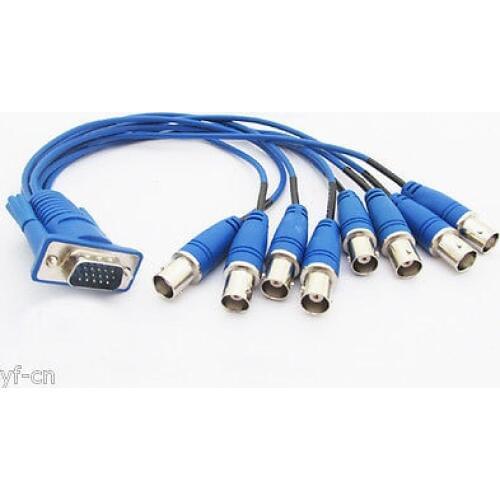 1 set VGA 15Pin 3 Row Male Plug TO 8 BNC Female Jack 8 in 1 Video CCTV Cable
