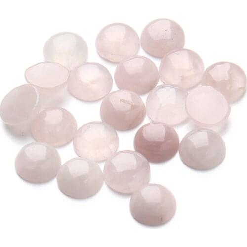 20pcs 4 6 8 10 12 14 16 18 20 25mm Natural Stone Pink Flatback Cabochons Dome Cameo Pendant Settings Jewelry Accessories Supplie