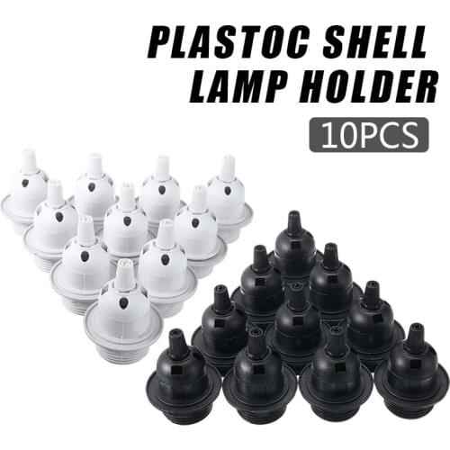10Pcs White/Black Metal + Heat-resistant Plastic E27 Pendant Lamp Stand E27 Spiral Bulb Bottom Lamp Accessories