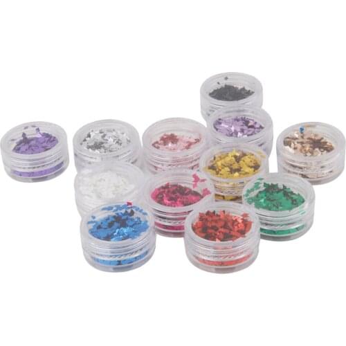 12pcs Nail Art DIY Rhombus Glitter Sequins Manicure Stickers - Assorted Color