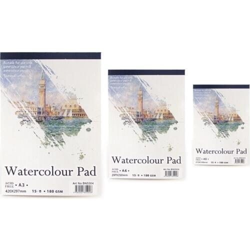 15 Sheets A3/A4/A5 Watercolor Paper Sketch Book Notepad for Painting Drawing Diary Journal Notebook Art Supplies