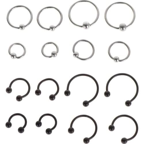 16pcs Nose Ring Clip India Hoop Fake Lips Piercing Septum Body Jewelry