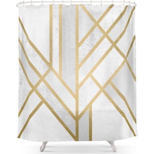 Art Deco Geometry 2 Shower Curtain Polyester Fabric Bathroom Home Decoration Waterproof Print Shower Curtains with Hooks