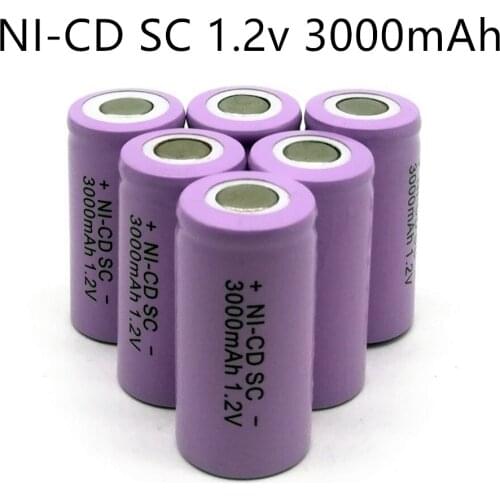 Brand New 22Pcs/Lot SC NI-Cd Rechargeable Battery 1.2V 3000mAh,Purple,No Tab, For LED Power Tools