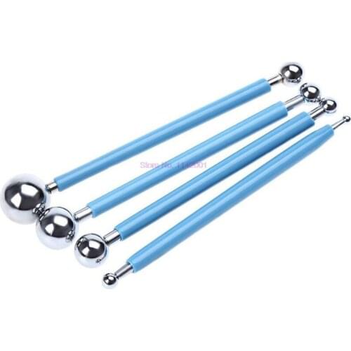 100set 4Pcs/Set DIY Stainless Steel Baking Pen Fondant Cake Decorating Tools Cookie Cutters Flower Sugarcraft Metal Ball