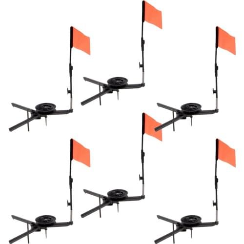 6 Pieces High-quality Foldable Ice Fishing Rod with Flag Prevents From Freezing Up - High Visible Orange Flag