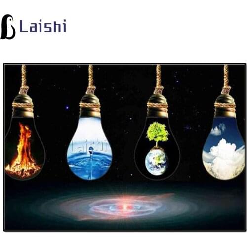 DIY photo custom diamond mosaic Creative light bulb natural landscape art diamond painting full drills square round home decor
