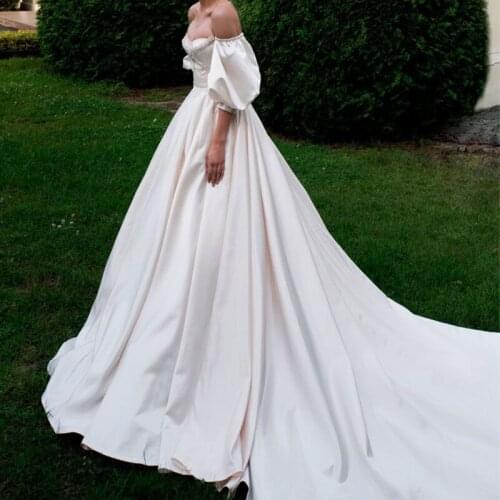 Satin Puff Sleeves Light Champagne Bridal Gown Sleeves Handmade Wedding Arm Cover Decorate Elegant For Wedding Accessories 2021