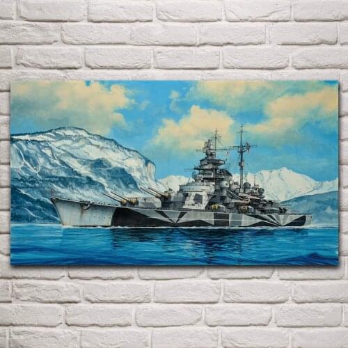Battleship type bismarck warship artwork living room decoration home art decor wood frame fabric poster KM342