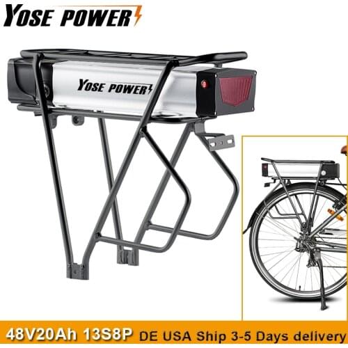 E bike Battery 48V 20Ah Rear Rack eBike Battery for E-Bike 18650 Li-ion Battery for 26"-28" V-brake of Rear Wheel