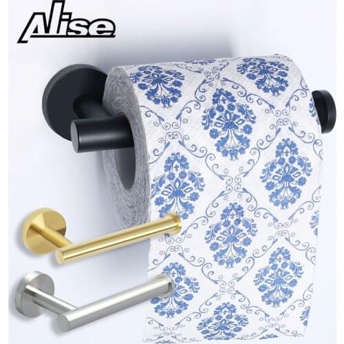 Bathroom Towel Toilet Paper Holder Black Wall Mounted Tissue Rack Stainless Steel Kitchen Towel Storage Shelf Roll Paper Holder
