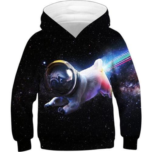 Children Clothing Boys Girls Rainbow Astronauts Sharpei Pug Dog Space Galaxy Fashion Kids 3D Printed Hoodies Sweatshirt Clothes