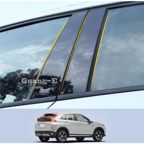 For Mitsubishi Eclipse Cross 2018-2022 Car PC Material Pillar Post Cover Door Trim Window Piano Black Molding Sticker