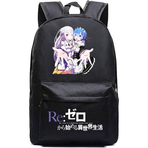 Anime Re:Life In A Different World From Zero Canvas Backpack Mochila Unisex Fabric Packsack Schoolbag High Quality Laptop Bag