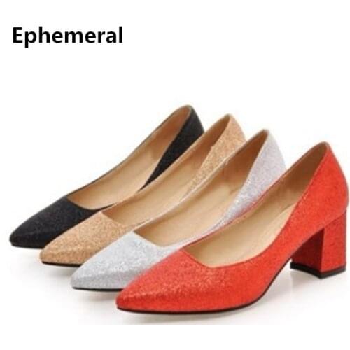 Lady Bling Bride Shoes Women High Heeled Pumps Pointy Toe Shallow Mouth Max Size 43 42 41 Black Gold Red Silver Stilettos Mujer