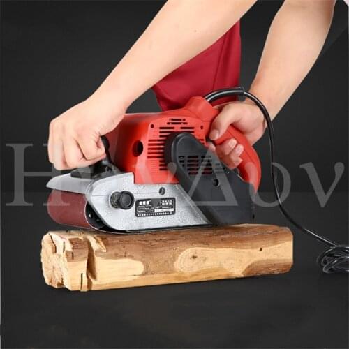 220V Aluminum Body Belt Sander Portable Sanding Polishing Machine Woodworking Surface Sander 1800W 610*100MM 500M/MIN